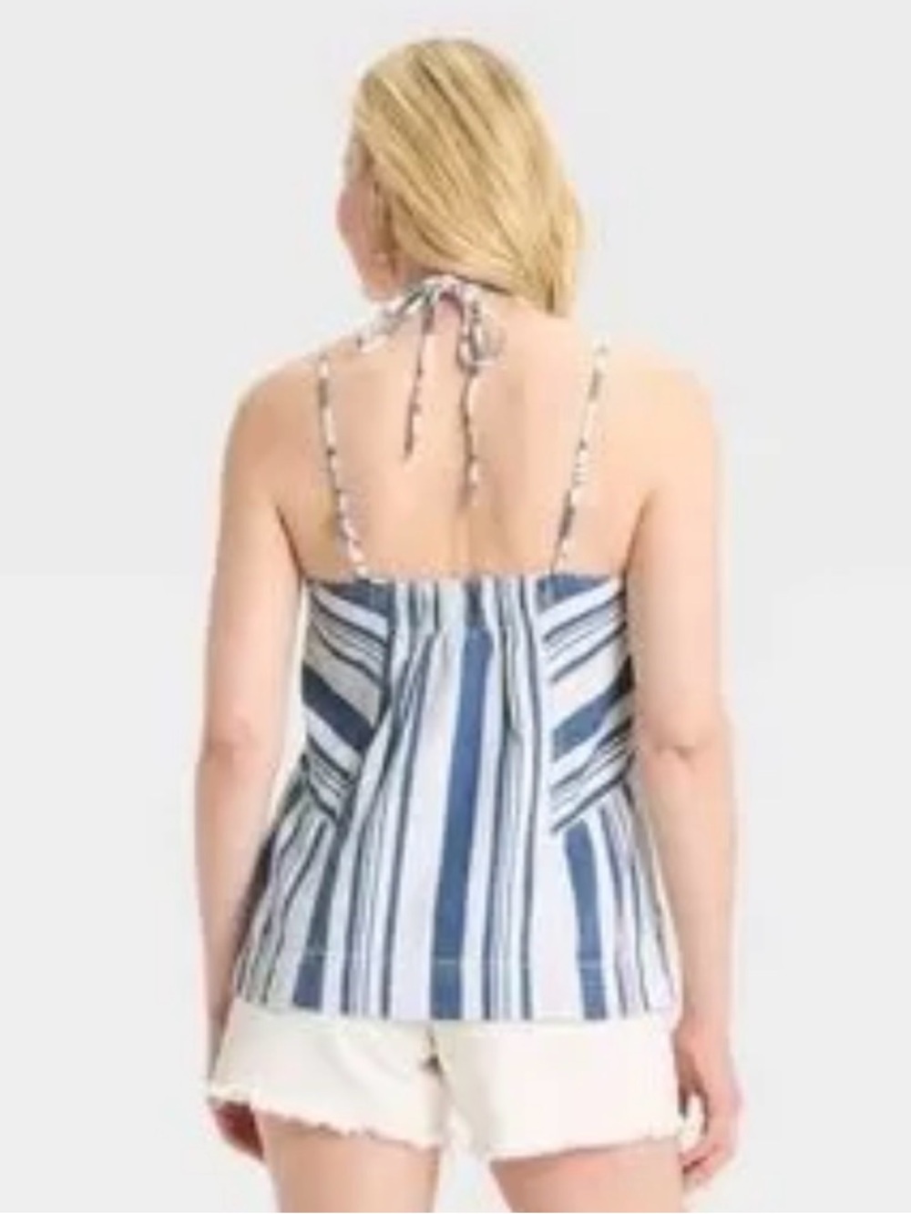 NWT Striped Blue Halter strappy Tank Top S